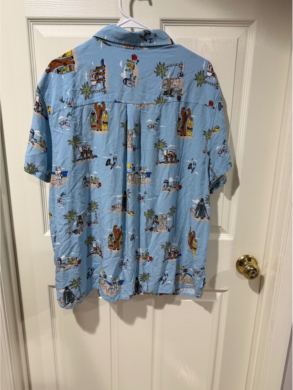 Star Wars Lucasfilm 2XL Hawaiian Button Up Shirt Blue Vacation - Picture 8 of 11